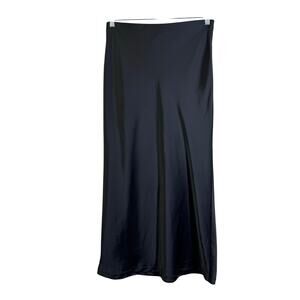 URBAN OUTFITTERS UO Skirt Large Black Satin Side Zip Midi Slip Dark Whimsigoth